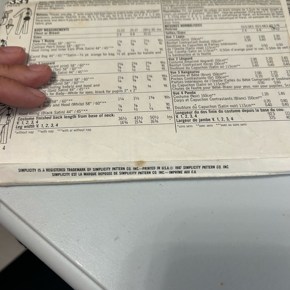 4/$50 simplicity 8331 Kids Animal Costume Set - Black, Gray, Brown sew pattern 💚 - Picture 4 of 5